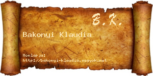 Bakonyi Klaudia névjegykártya